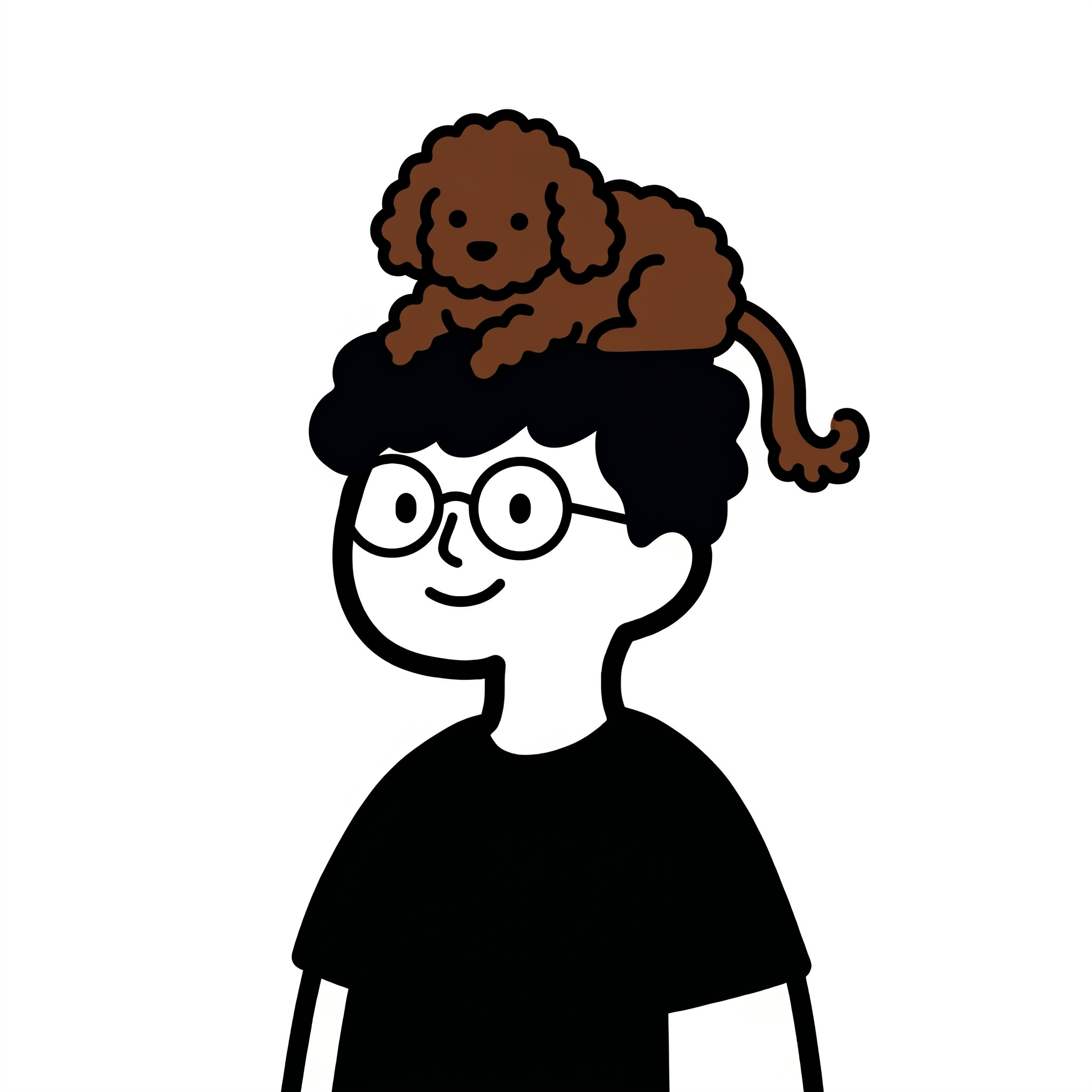 Raiy 與貴賓狗的線條插圖